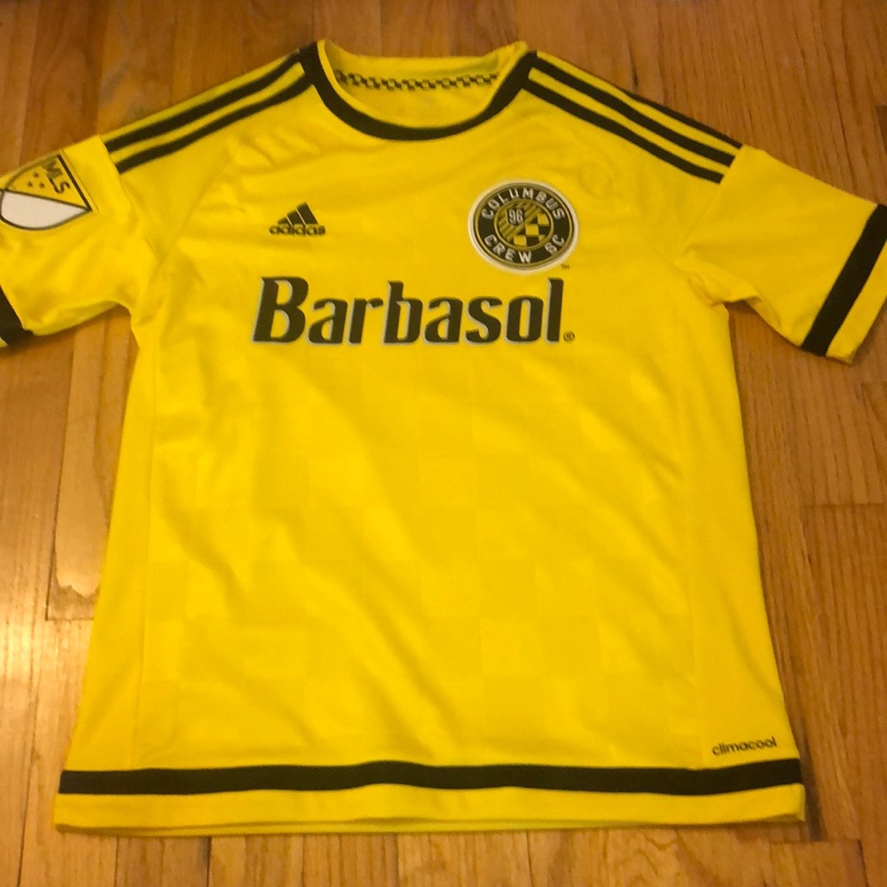 Barbosol Columbus crew yellow adidas soccer jersey